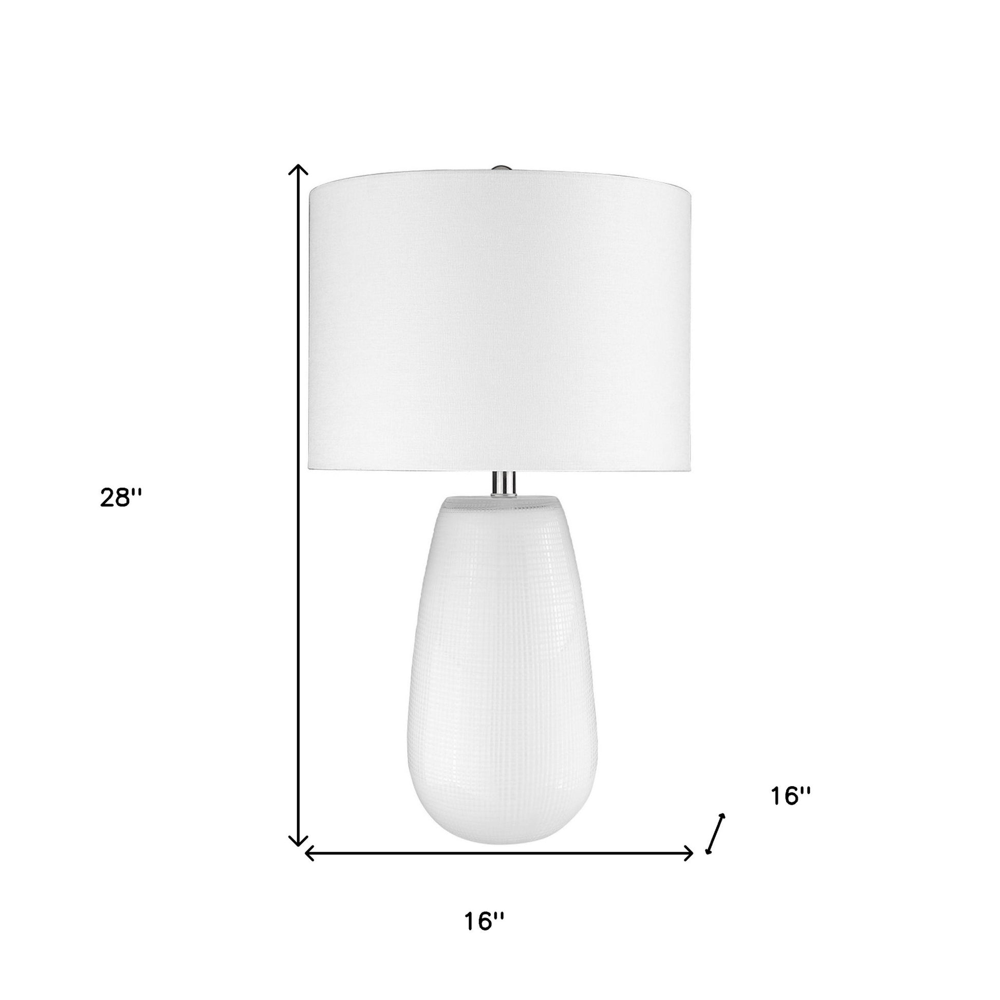 28" White Glass Table Lamp With White Drum Shade-Table Lamps-DECOROLALA