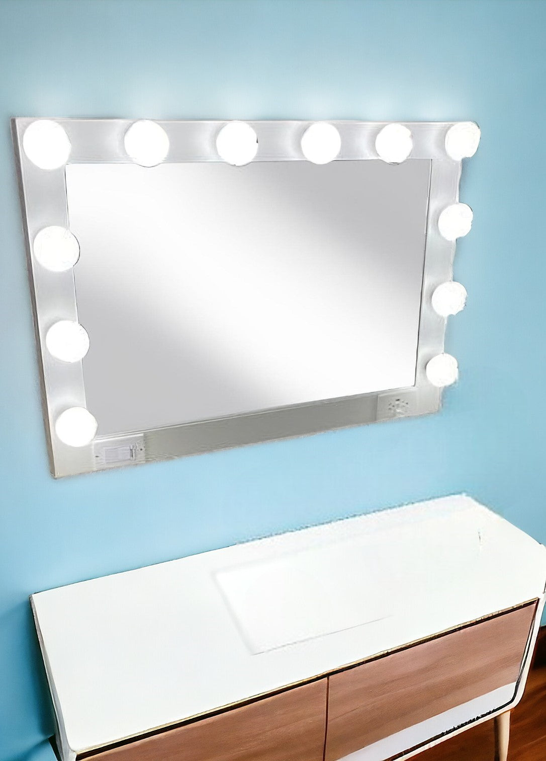 28" White Wood Framed Accent Mirror-Mirrors-DECOROLALA