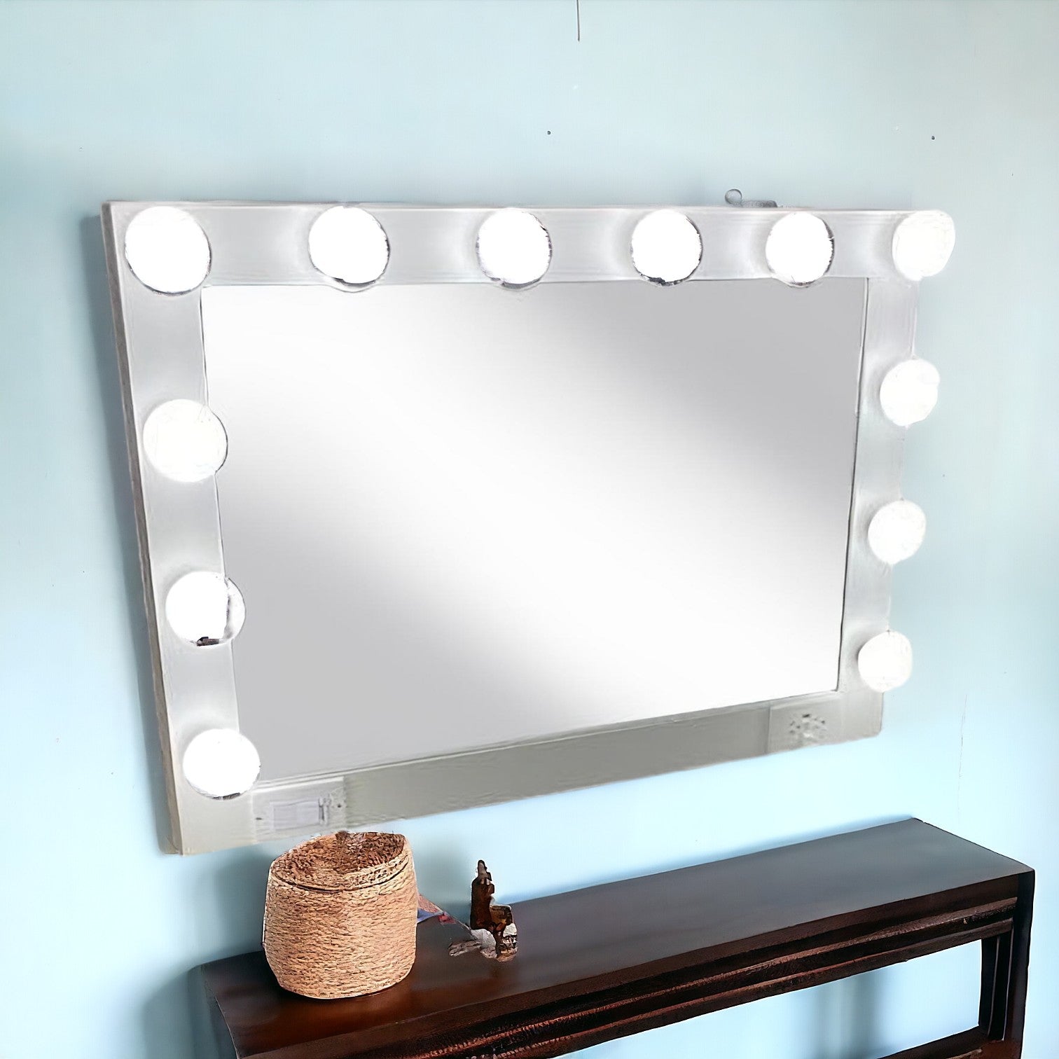 28" White Wood Framed Accent Mirror-Mirrors-DECOROLALA