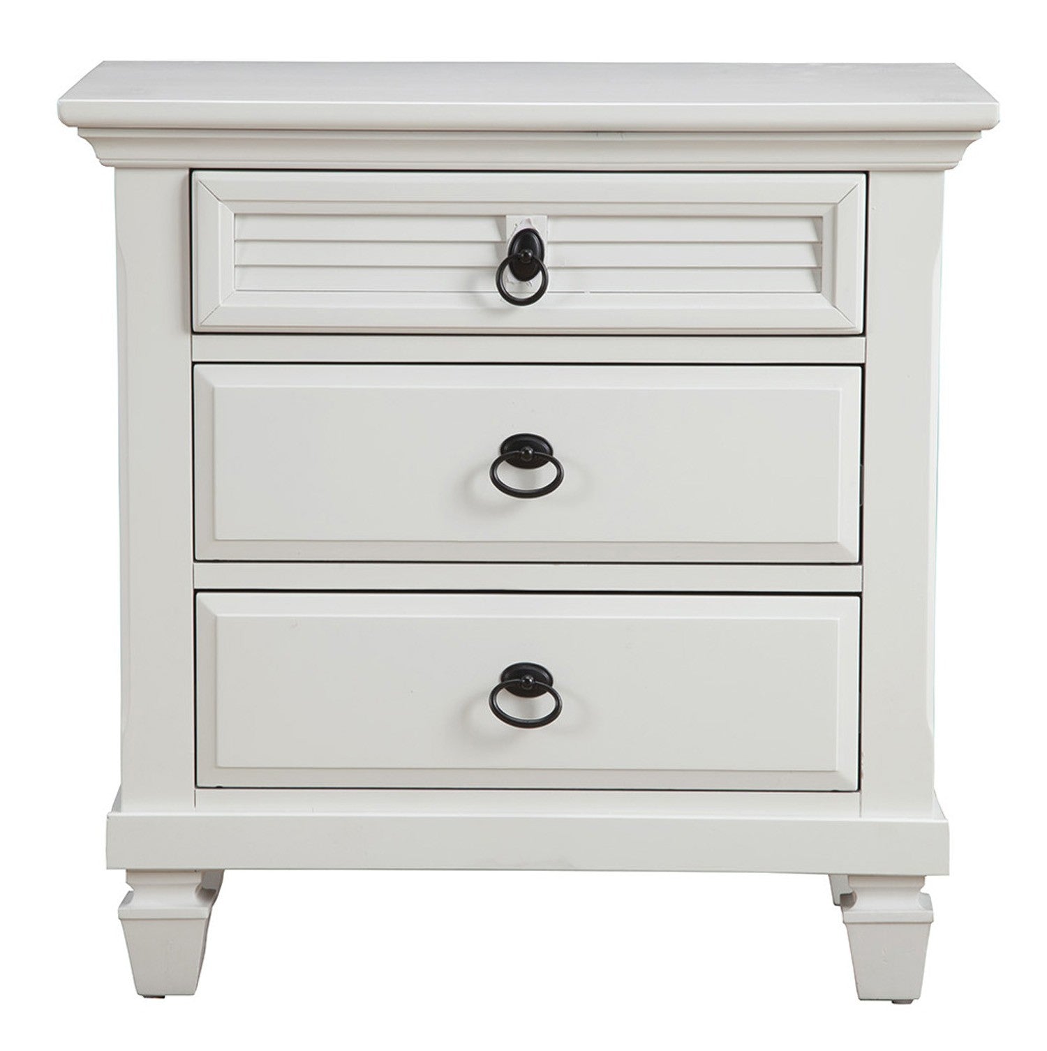 28" White Wood Three Drawer Nightstand-Nightstands & Bedside Tables-DECOROLALA