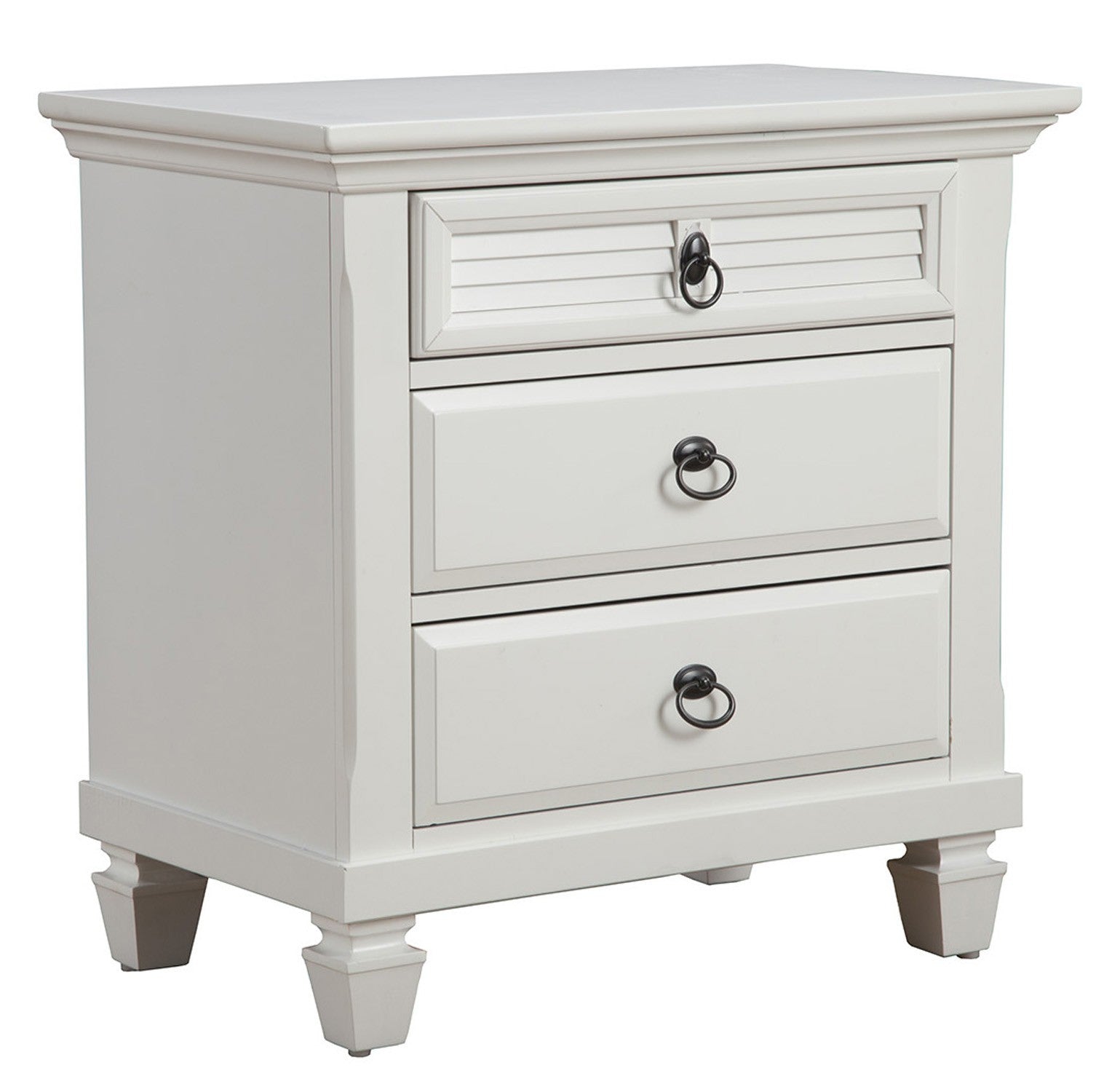 28" White Wood Three Drawer Nightstand-Nightstands & Bedside Tables-DECOROLALA
