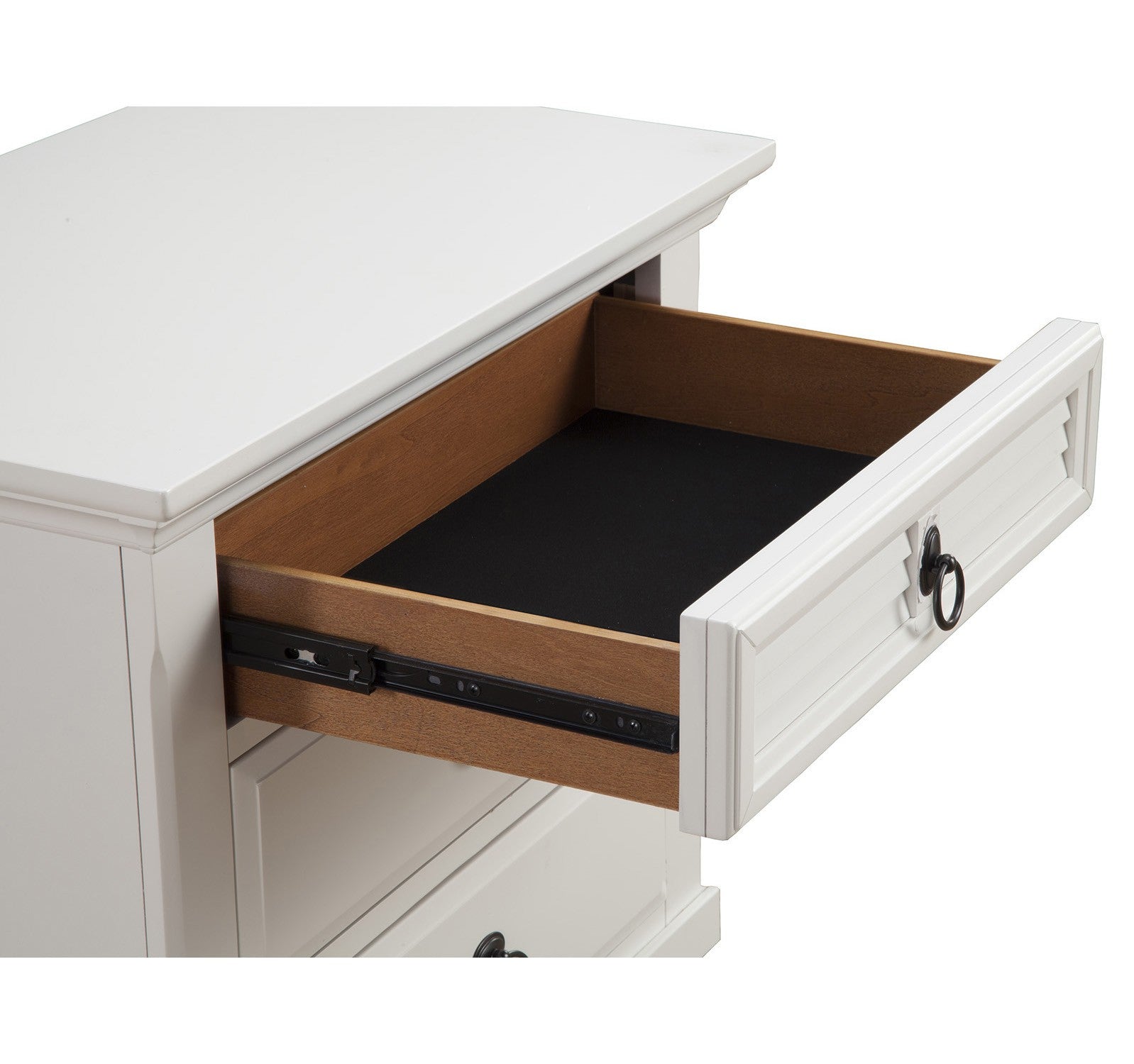 28" White Wood Three Drawer Nightstand-Nightstands & Bedside Tables-DECOROLALA