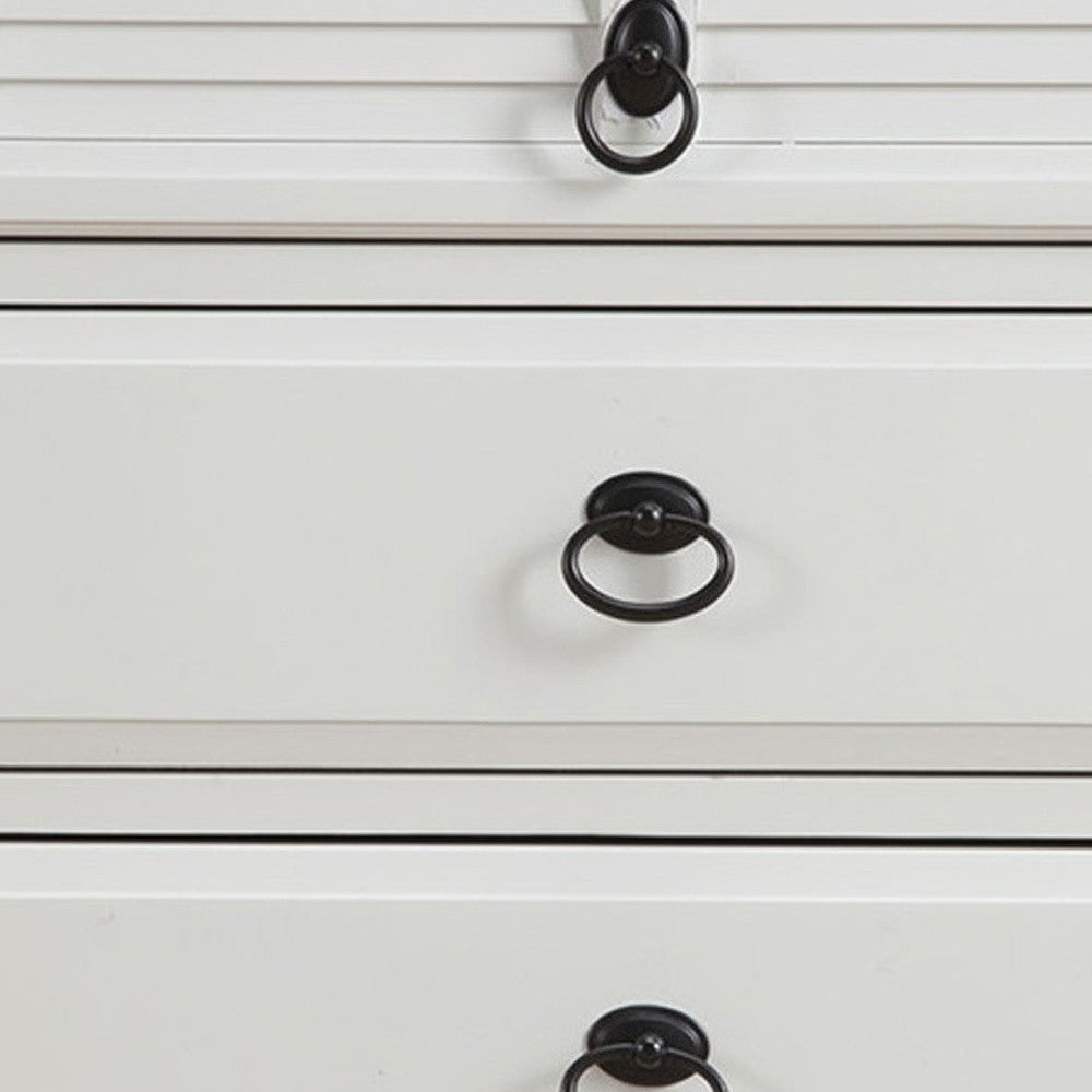 28" White Wood Three Drawer Nightstand-Nightstands & Bedside Tables-DECOROLALA