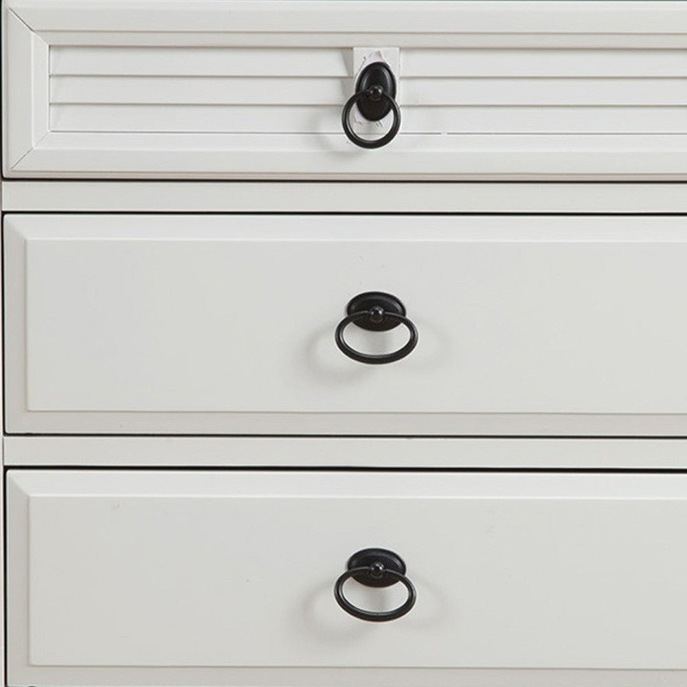 28" White Wood Three Drawer Nightstand-Nightstands & Bedside Tables-DECOROLALA