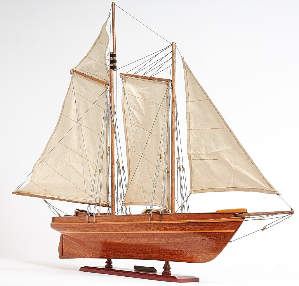 28" Wood Brown America 1851 Yacht Hand Painted Sculpture-Sculptures-DECOROLALA