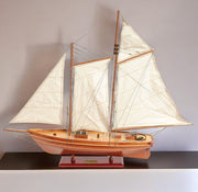 28" Wood Brown America 1851 Yacht Hand Painted Sculpture-Sculptures-DECOROLALA