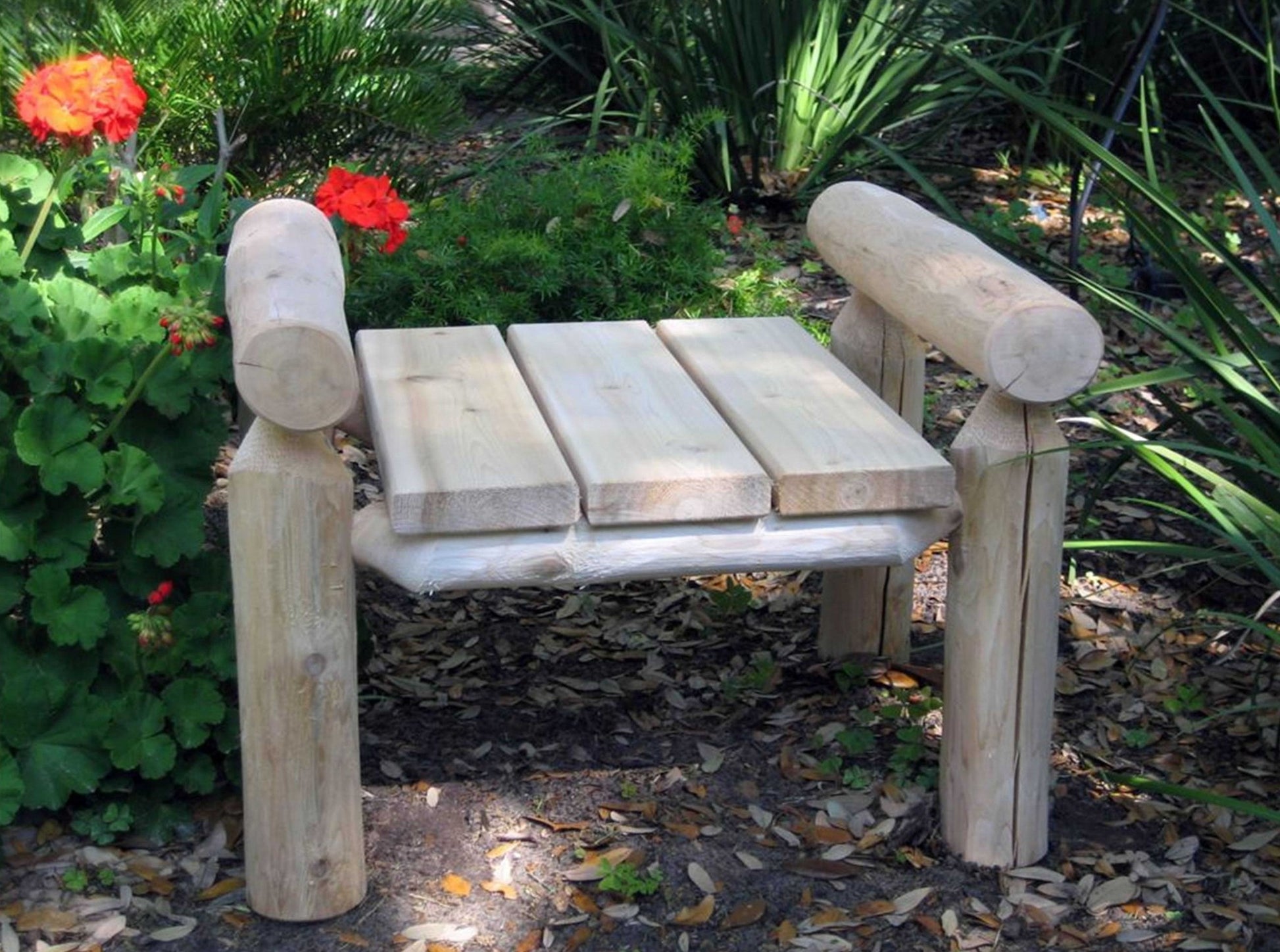 28" X 20" X 18" Natural Wood Ottoman-Outdoor Chairs-DECOROLALA
