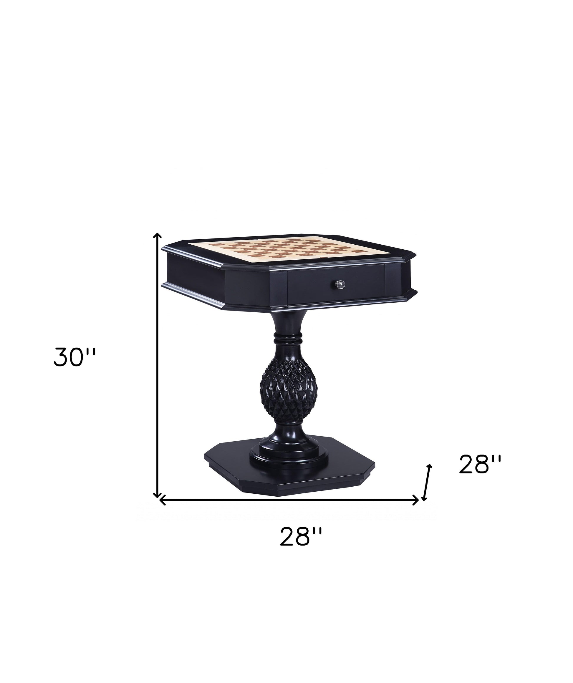28" X 28" X 30" Black Wood Poly-Resin Game Table-Game Tables-DECOROLALA