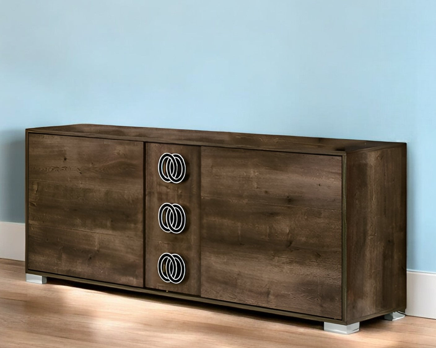 66" Brown Three Drawer Double Dresser-Dressers-DECOROLALA