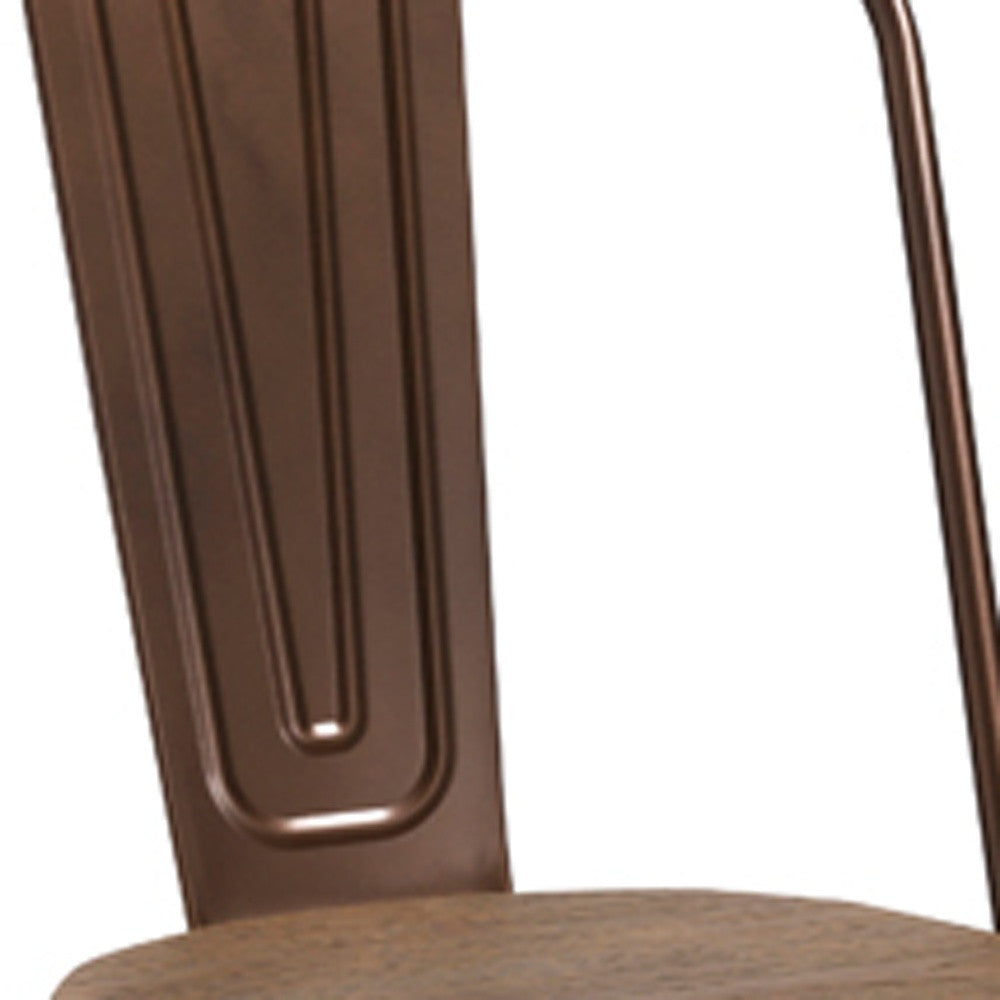 Set of Four Brown Upholstered Slat Back Dining Side Chairs-Dining Chairs-DECOROLALA