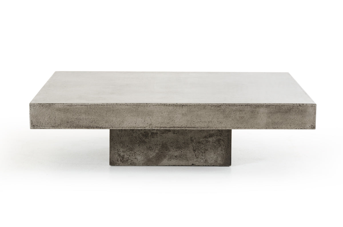 43" Gray and Dark Gray Concrete Square Block Coffee Table-Coffee Tables-DECOROLALA