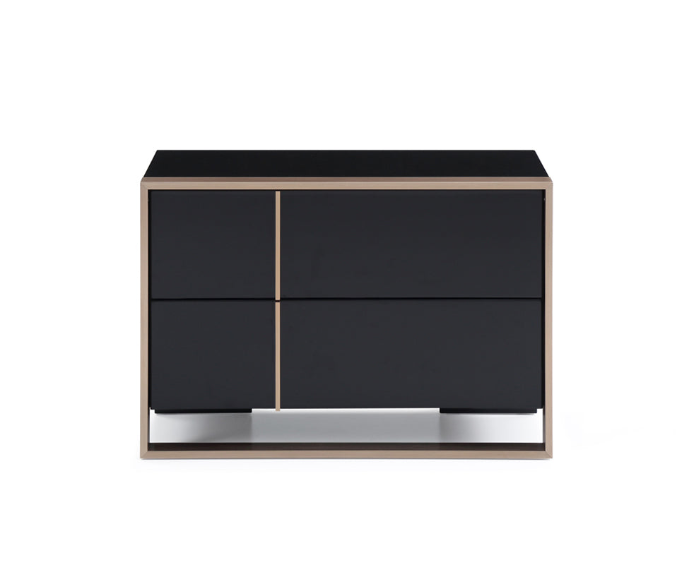 20" Black Wood Two Drawer Nightstand-Nightstands & Bedside Tables-DECOROLALA