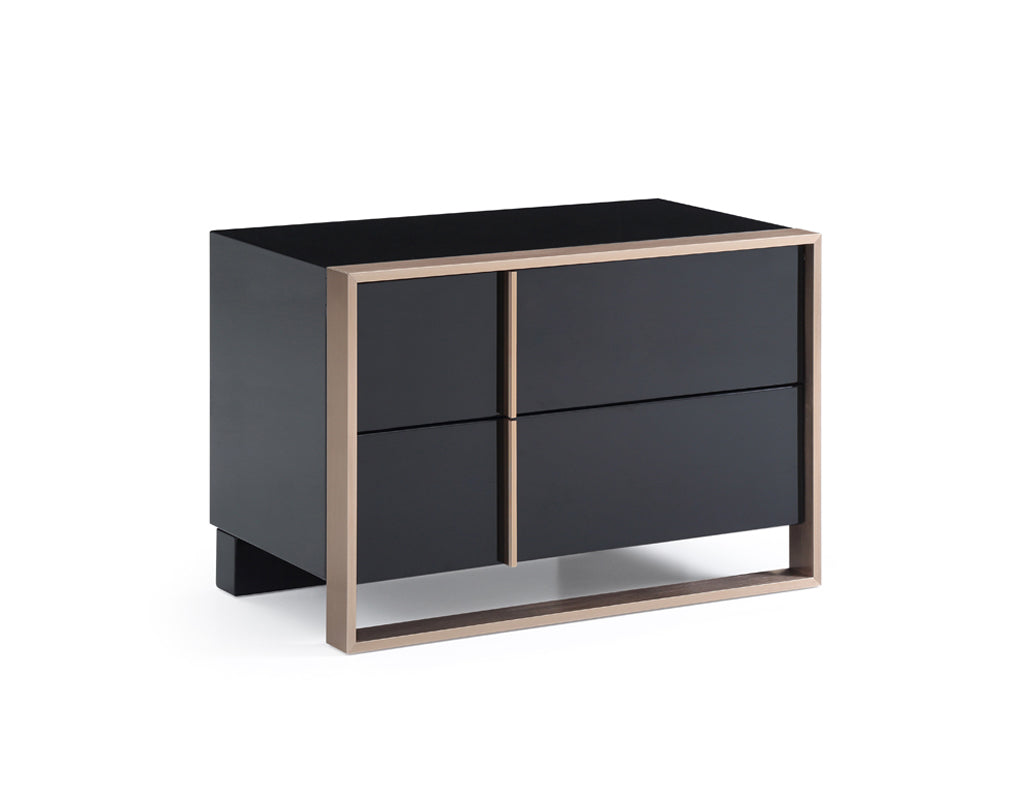 20" Black Wood Two Drawer Nightstand-Nightstands & Bedside Tables-DECOROLALA