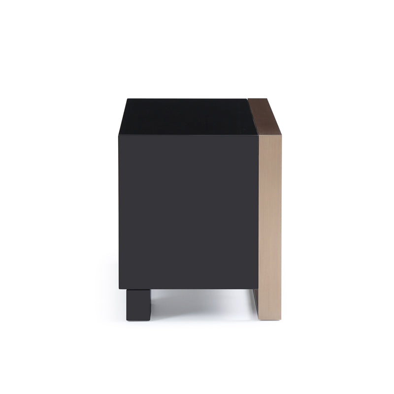 20" Black Wood Two Drawer Nightstand-Nightstands & Bedside Tables-DECOROLALA