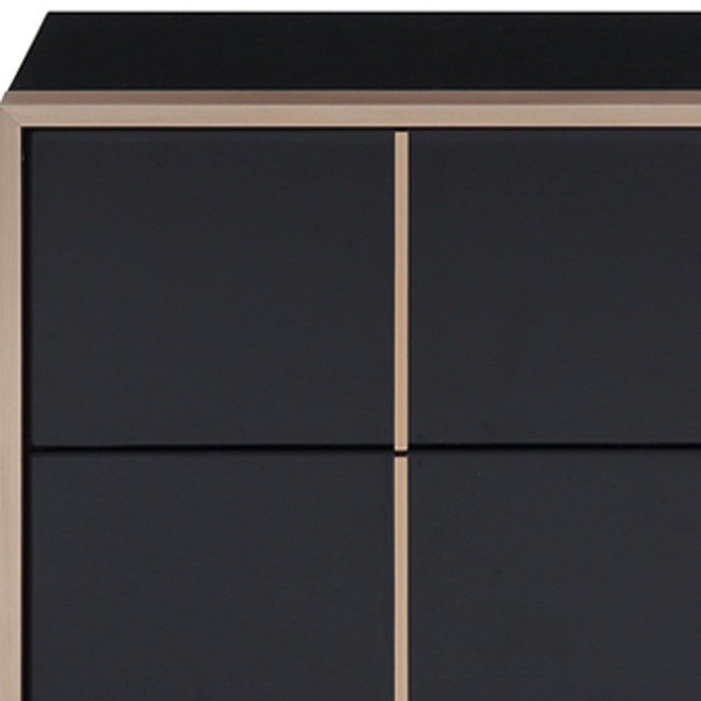 20" Black Wood Two Drawer Nightstand-Nightstands & Bedside Tables-DECOROLALA