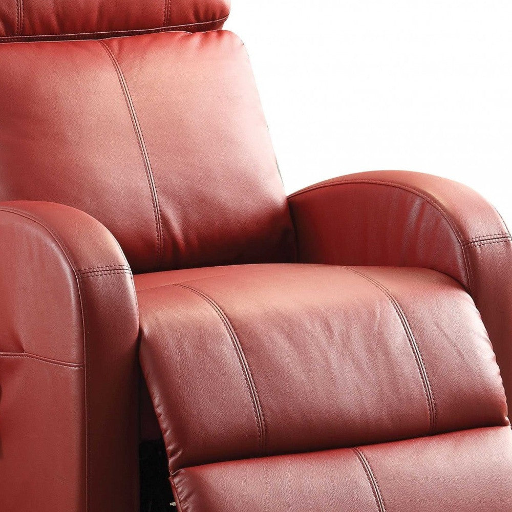 Faux Leather Power Motion Lift Recliner In Red-Recliners-DECOROLALA