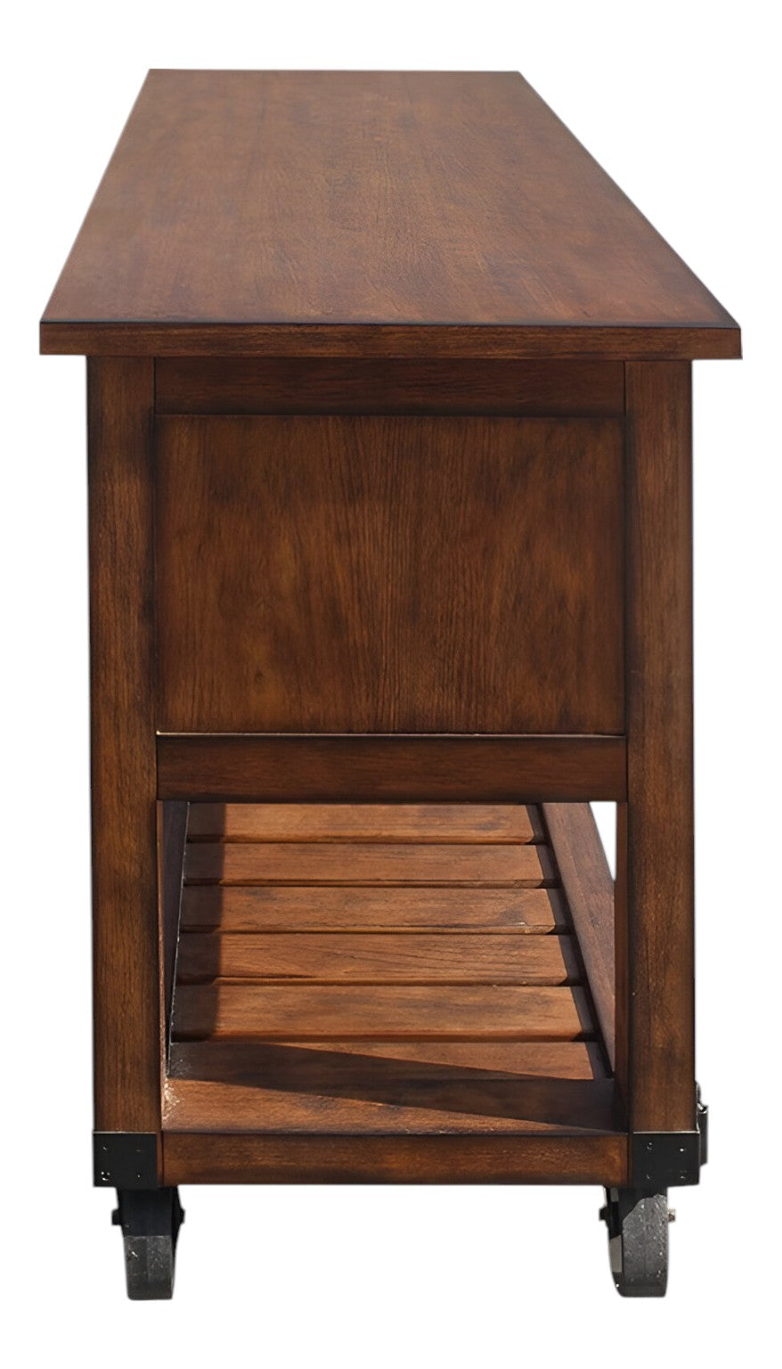 58" Rustic Brown Rolling Kitchen Cart With Storage-Kitchen Carts-Islands-DECOROLALA