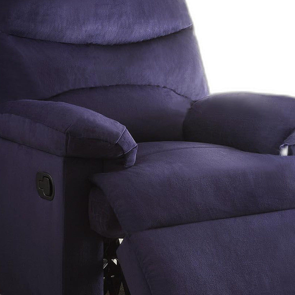 35" Blue Velvet Manual Recliner-Recliners-DECOROLALA