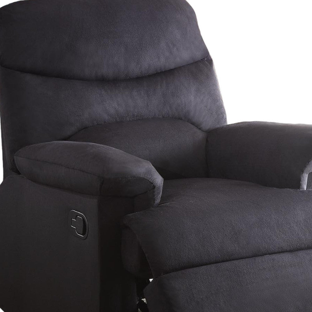 35" Black Microfiber Manual Recliner-Recliners-DECOROLALA