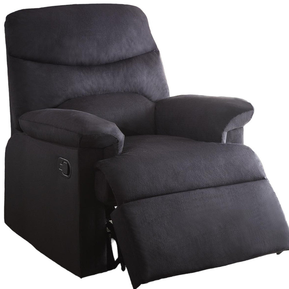 35" Black Microfiber Manual Recliner-Recliners-DECOROLALA