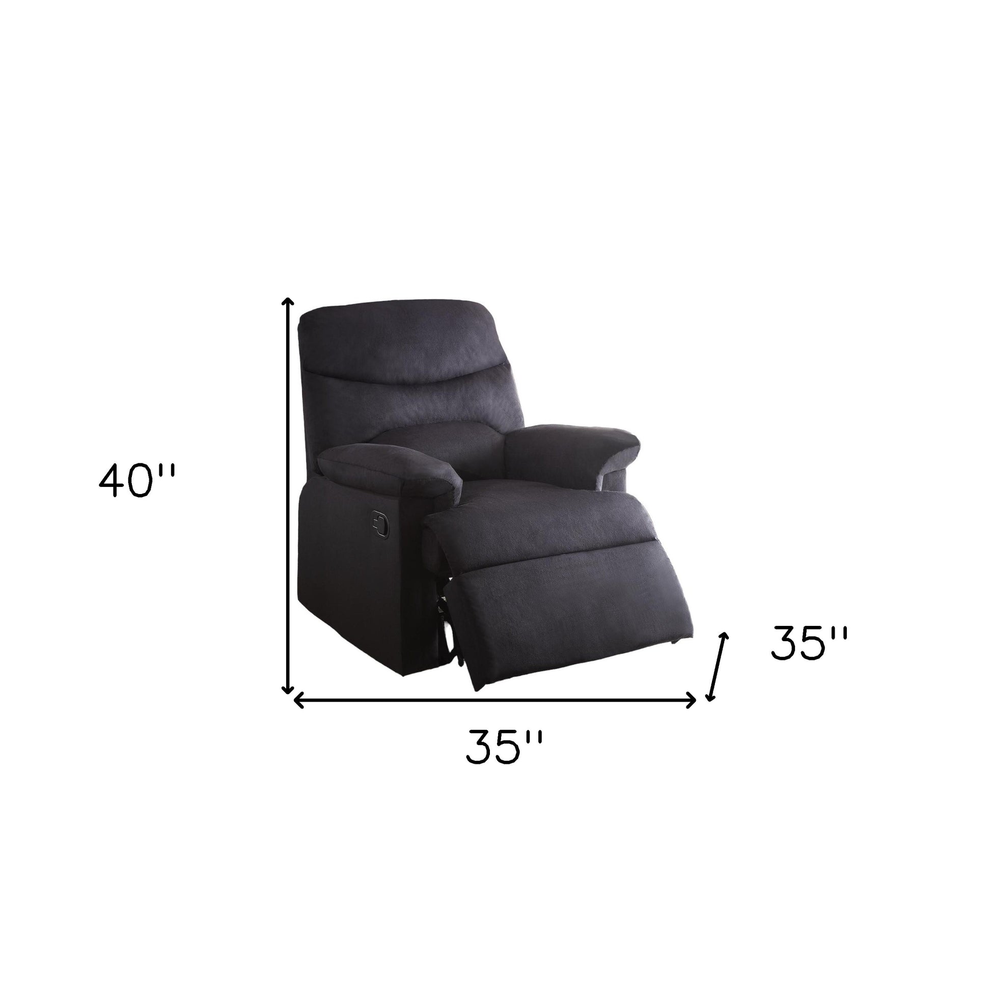 35" Black Microfiber Manual Recliner-Recliners-DECOROLALA