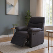 35" Black Microfiber Manual Recliner-Recliners-DECOROLALA