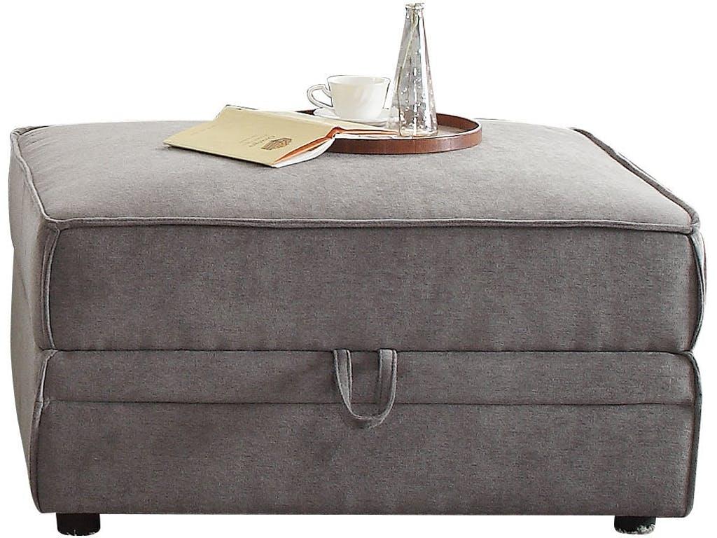 30" Gray Velvet Storage-Ottomans-DECOROLALA