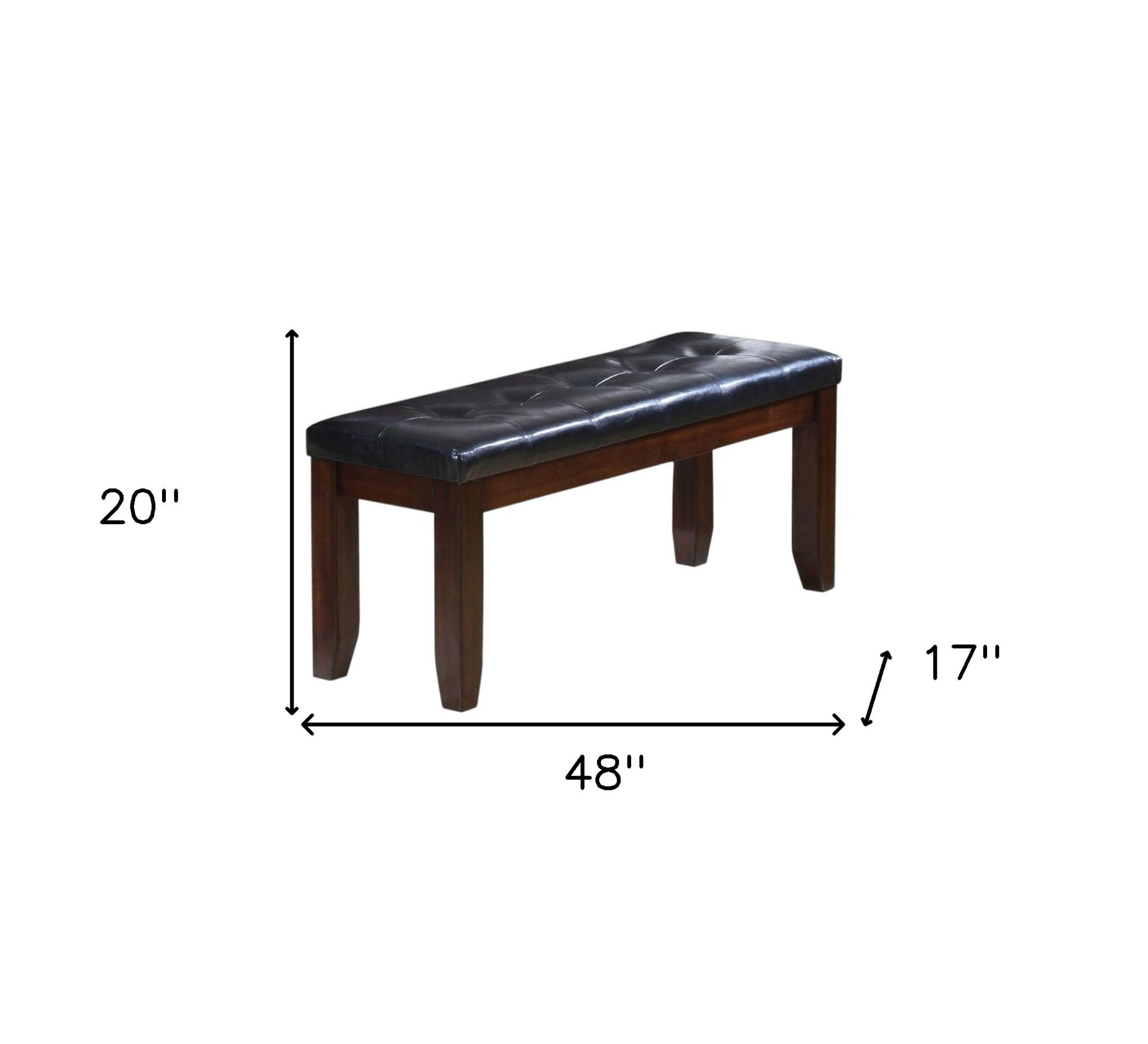 48" Black and Espresso Faux Leather Upholstered Bench-Benches-DECOROLALA