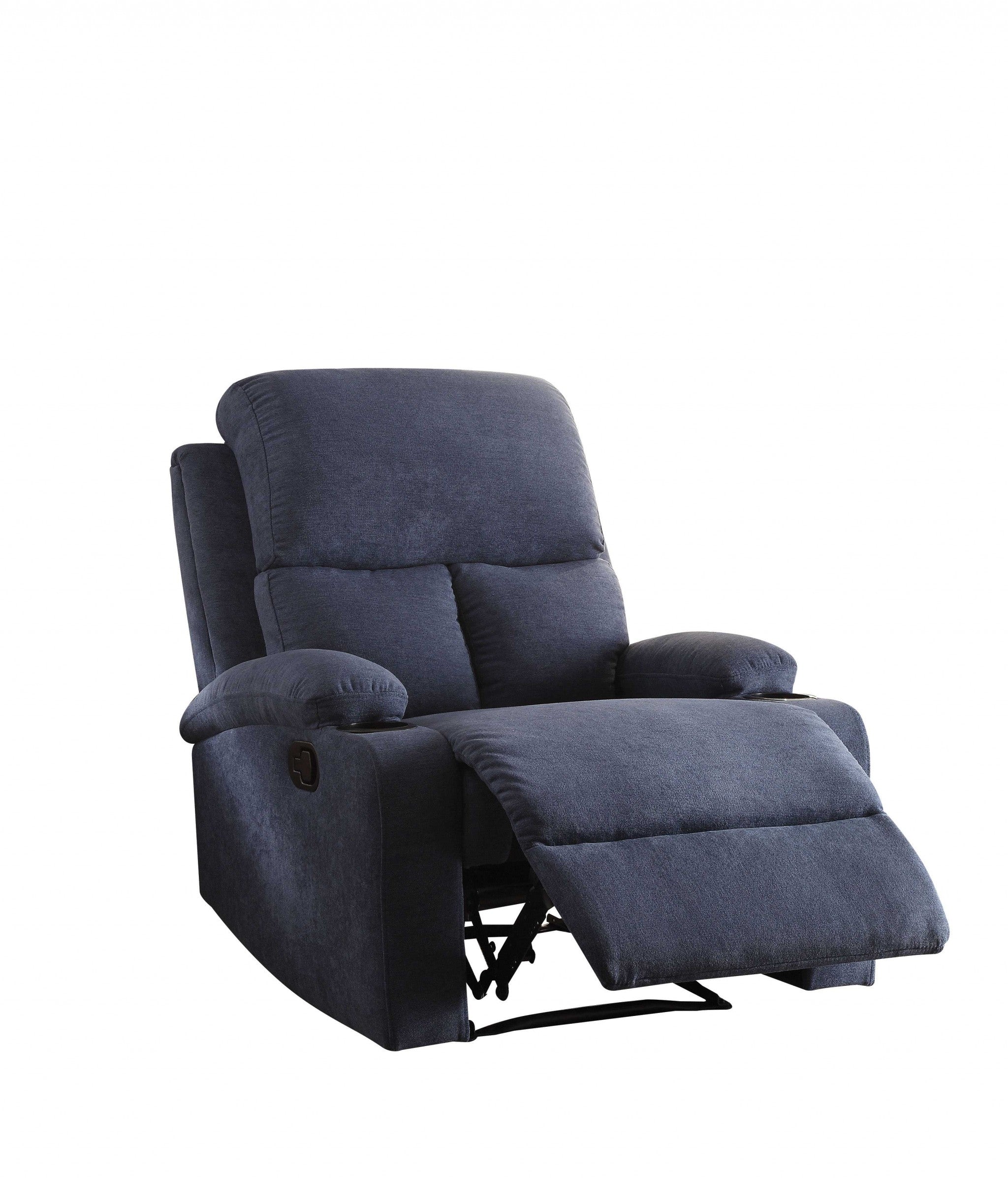 32" Blue Linen Recliner-Recliners-DECOROLALA