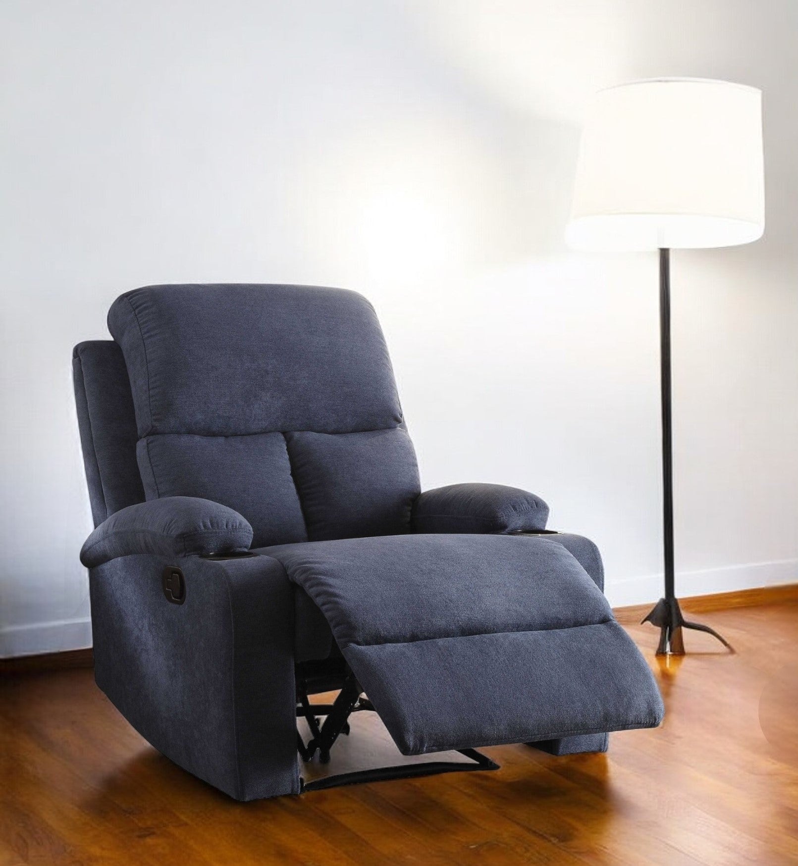 32" Blue Linen Recliner-Recliners-DECOROLALA