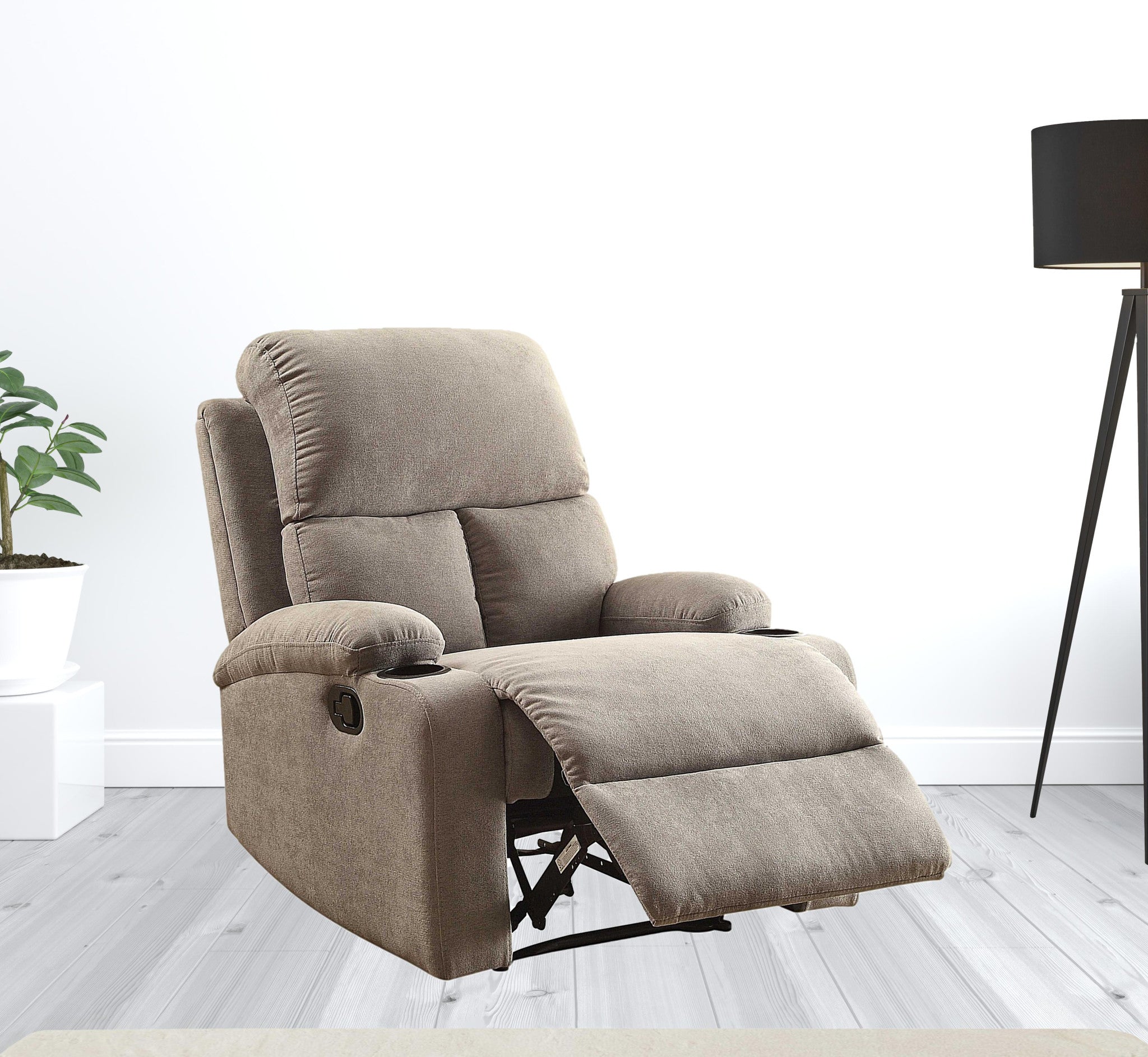 32" Gray Linen Recliner-Recliners-DECOROLALA