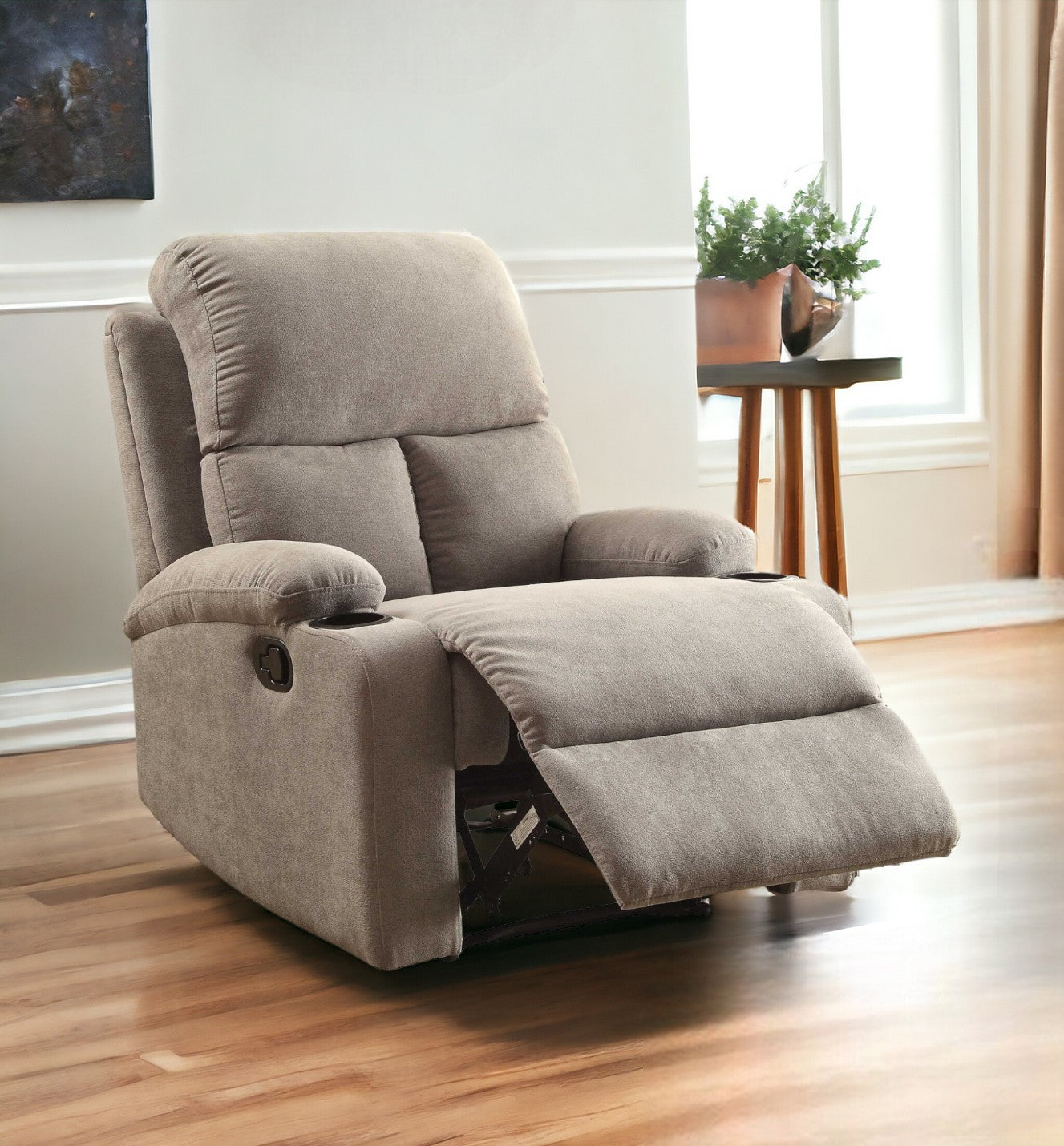 32" Gray Linen Recliner-Recliners-DECOROLALA