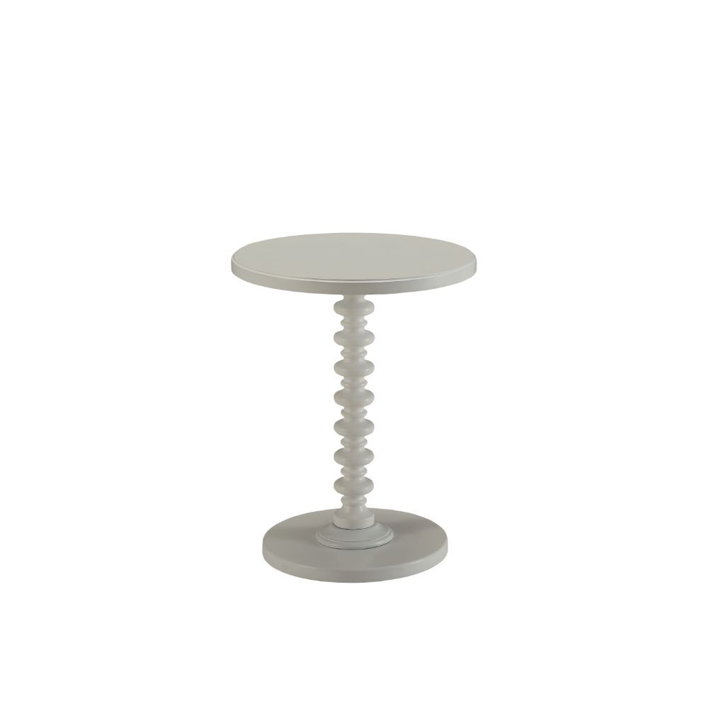 22" White Wood Round Curvy Pedestal End Table-End-Side Tables-DECOROLALA