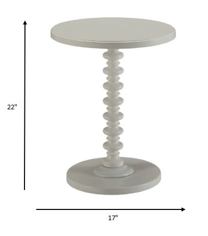22" White Wood Round Curvy Pedestal End Table-End-Side Tables-DECOROLALA