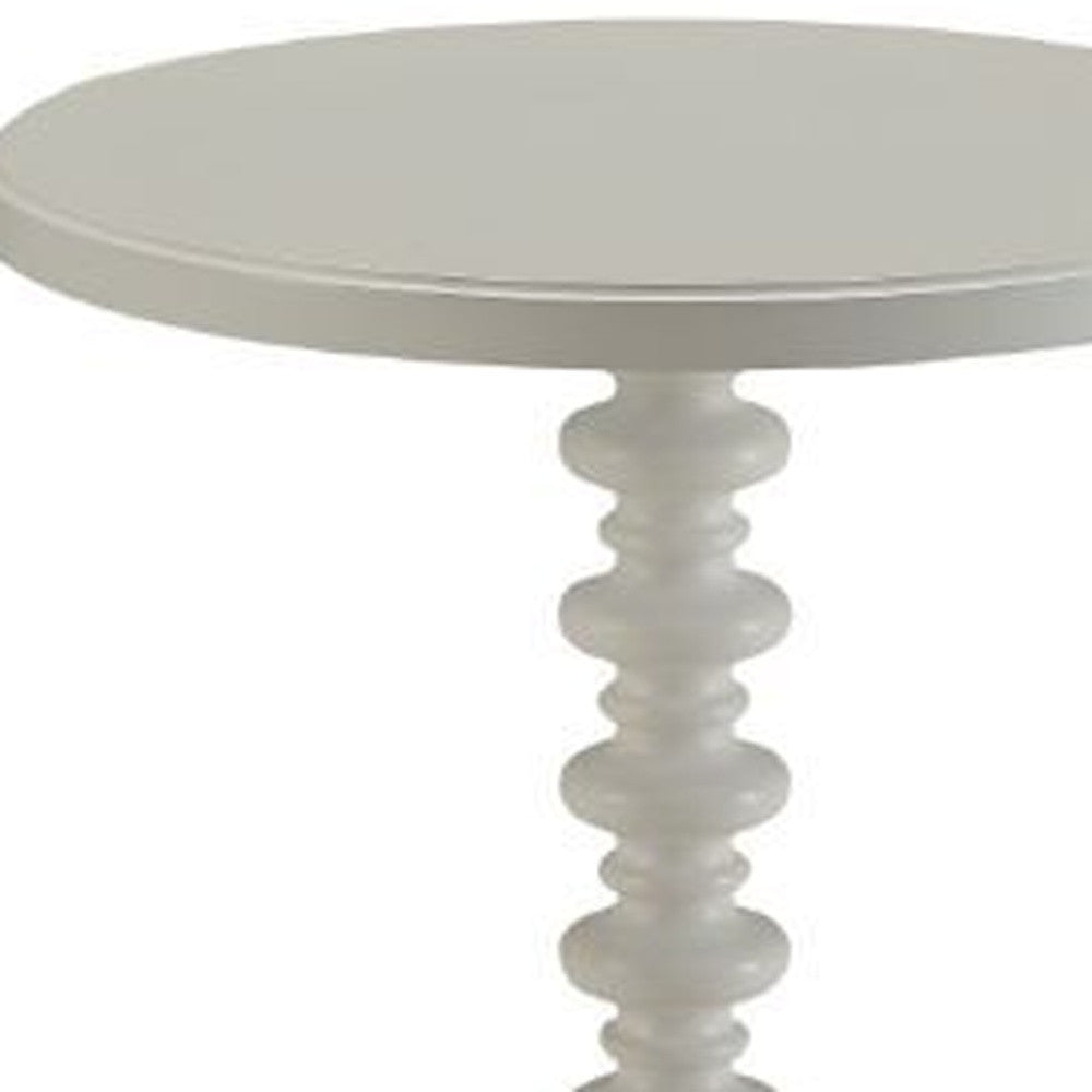 22" White Wood Round Curvy Pedestal End Table-End-Side Tables-DECOROLALA