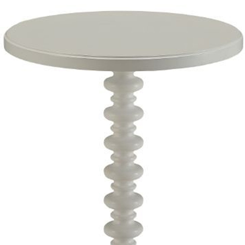 22" White Wood Round Curvy Pedestal End Table-End-Side Tables-DECOROLALA