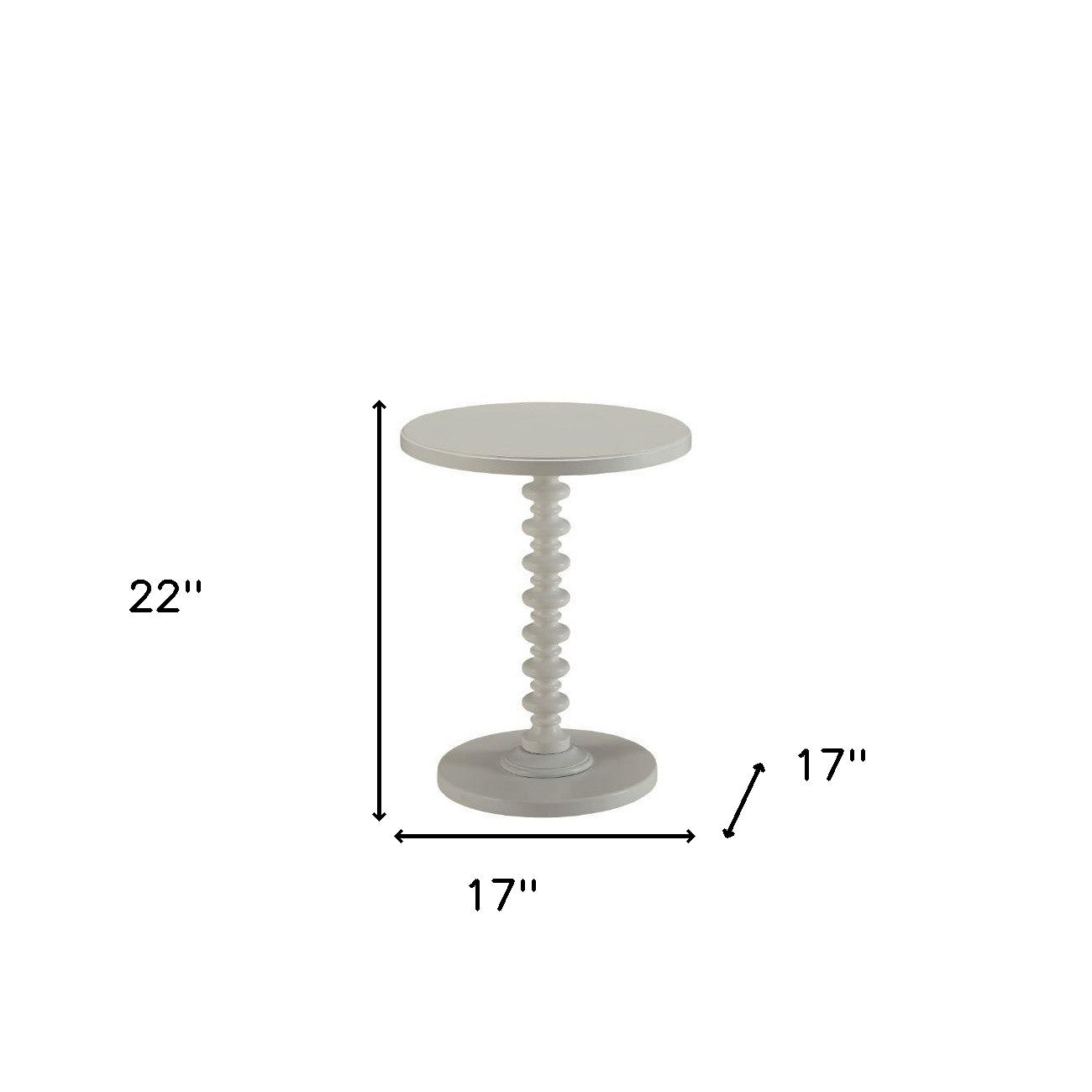 22" White Wood Round Curvy Pedestal End Table-End-Side Tables-DECOROLALA