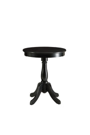 22" Black Wood Round Pedestal End Table-0