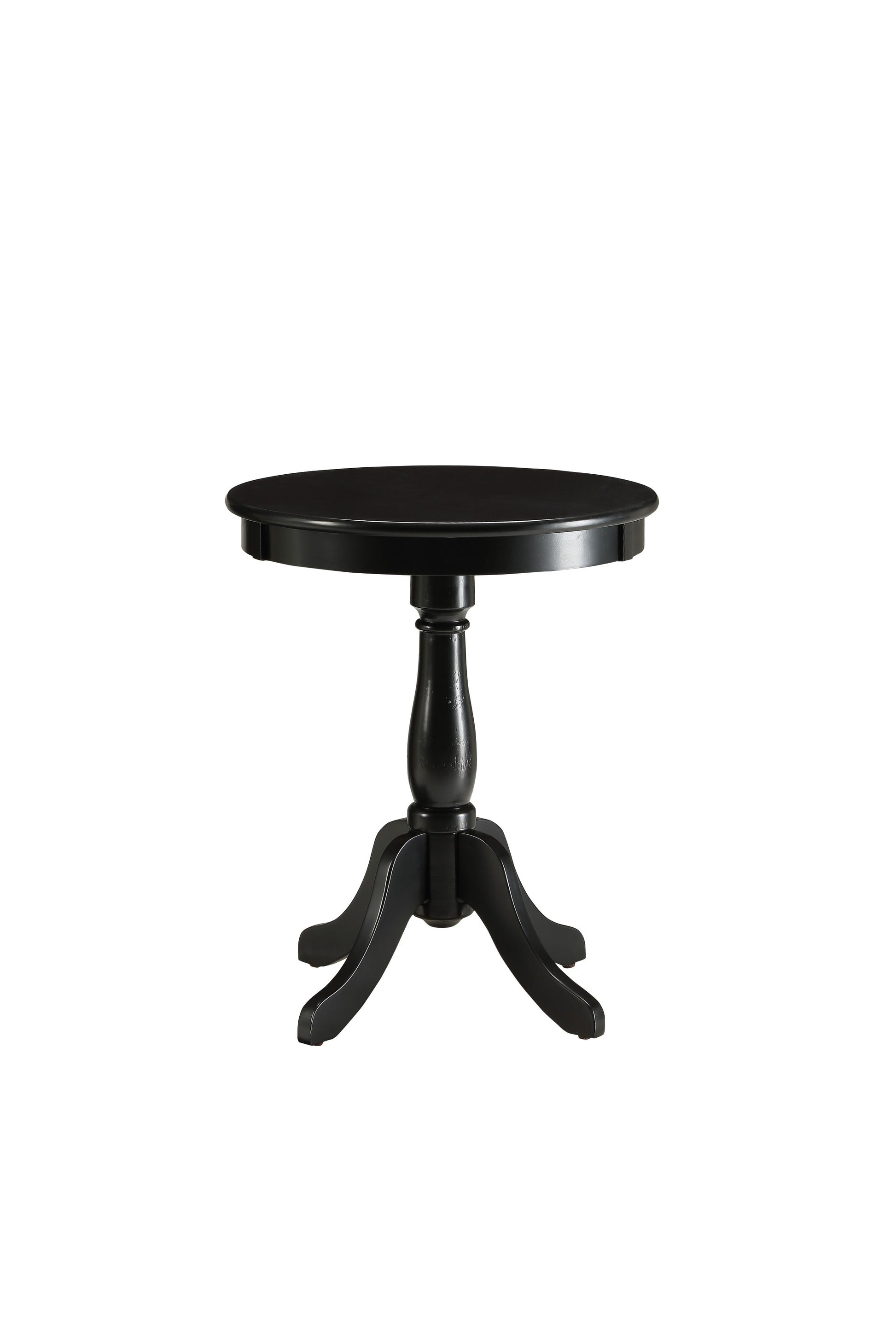 22" Black Wood Round Pedestal End Table-0