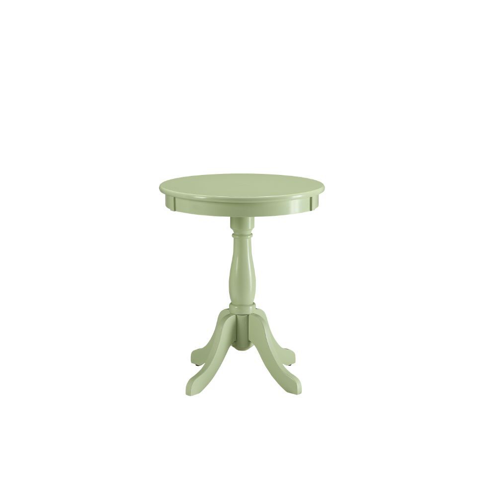 Light Green Solid Wooden Pedestal Side Table-End-Side Tables-DECOROLALA