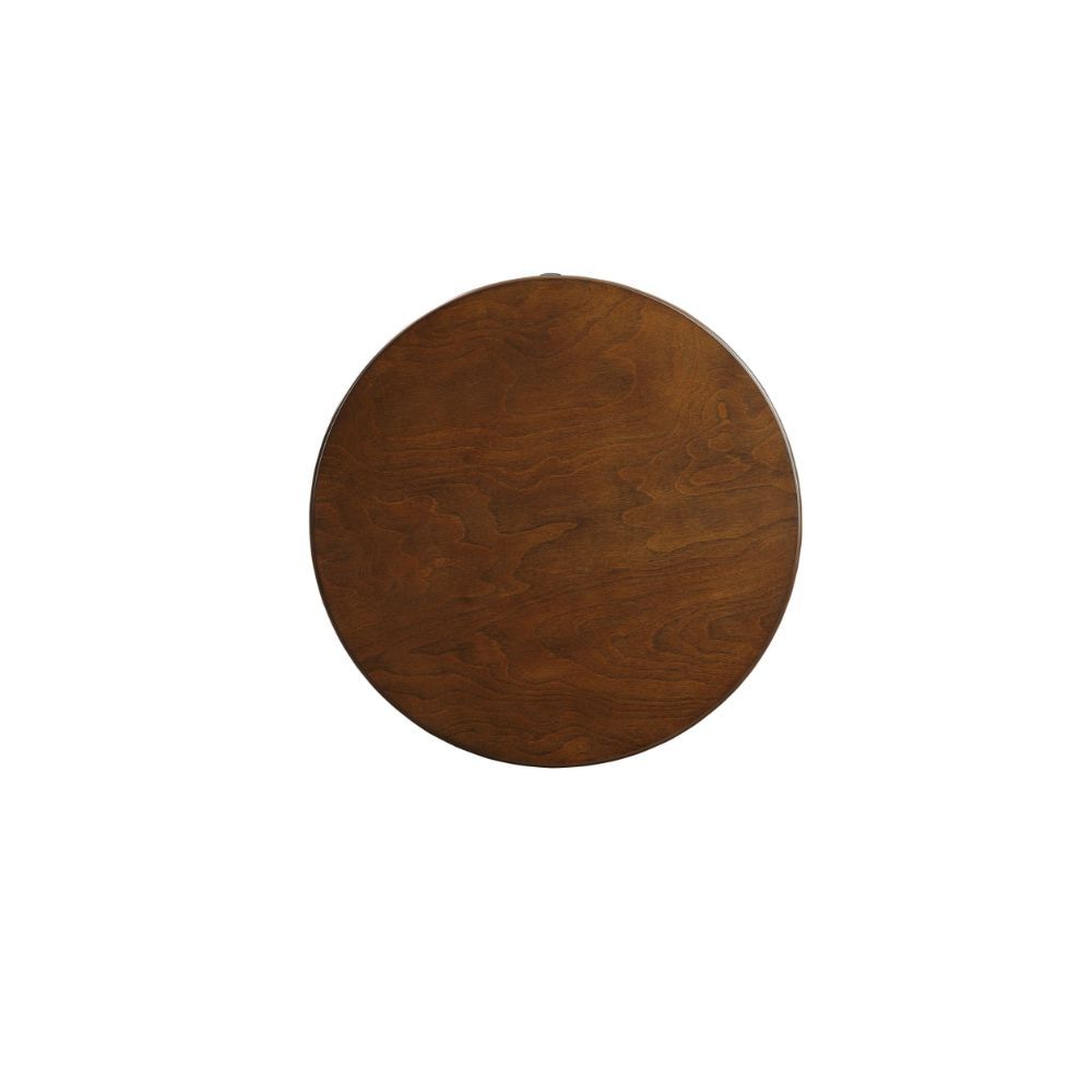 24" Brown Solid Wood Round End Table With Shelf-2