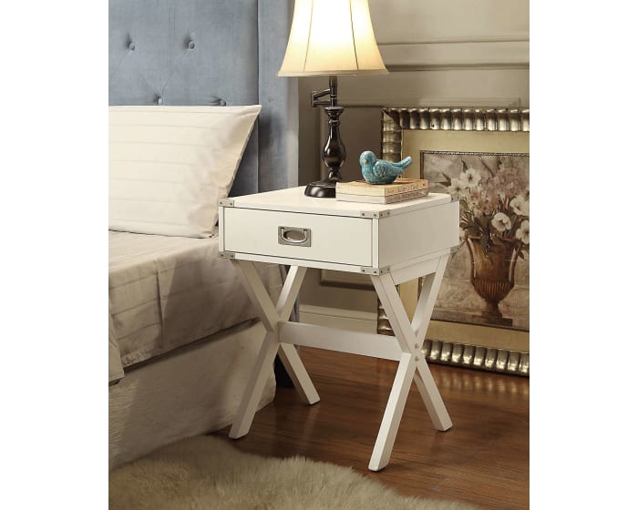 Modern White X Shape Wooden Storage End Table-End-Side Tables-DECOROLALA