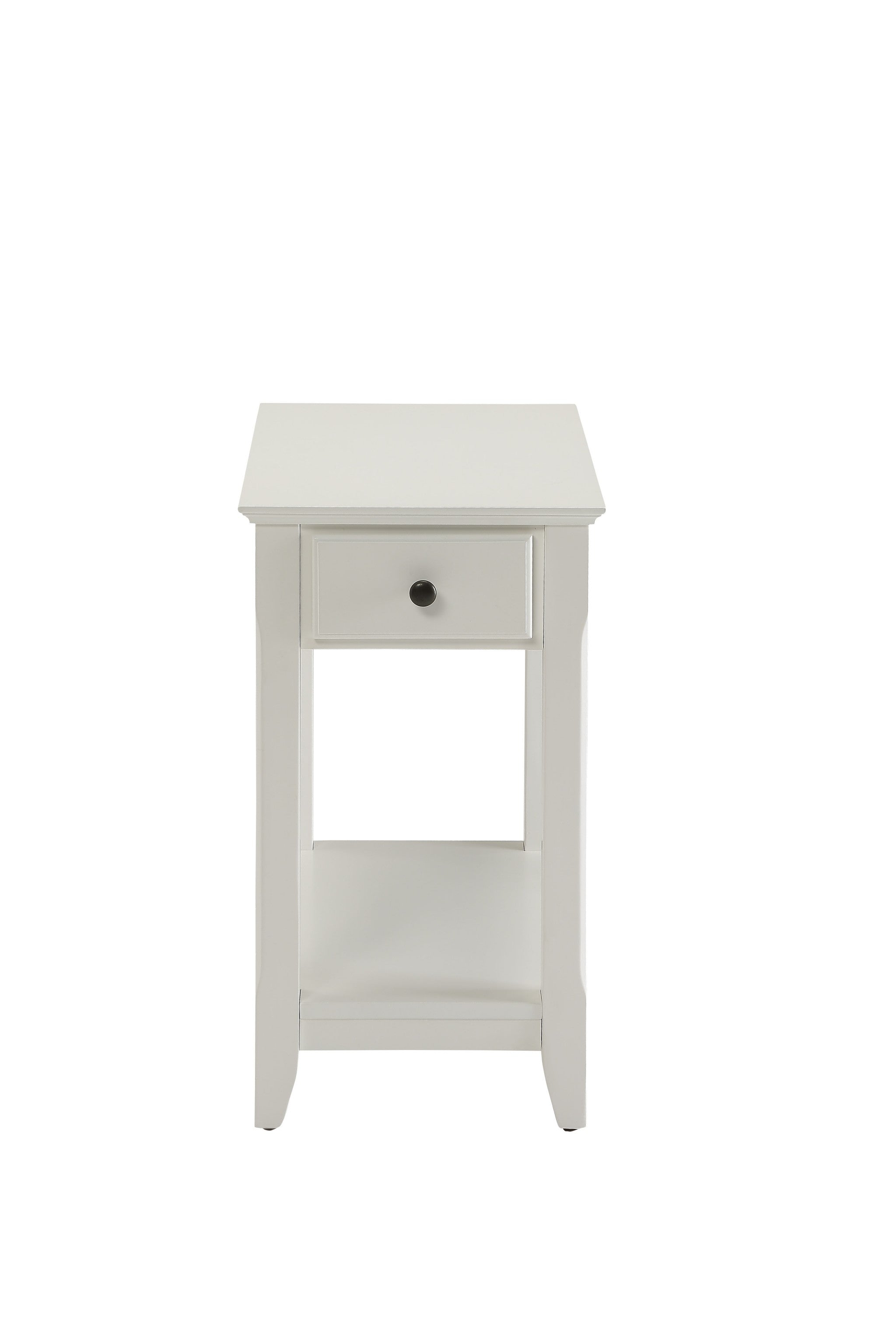 23" White Solid and Manufactured Wood End Table With Drawer And Shelf-End-Side Tables-DECOROLALA