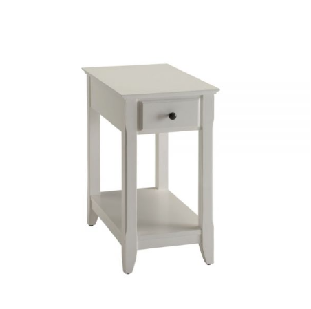23" White Solid and Manufactured Wood End Table With Drawer And Shelf-End-Side Tables-DECOROLALA
