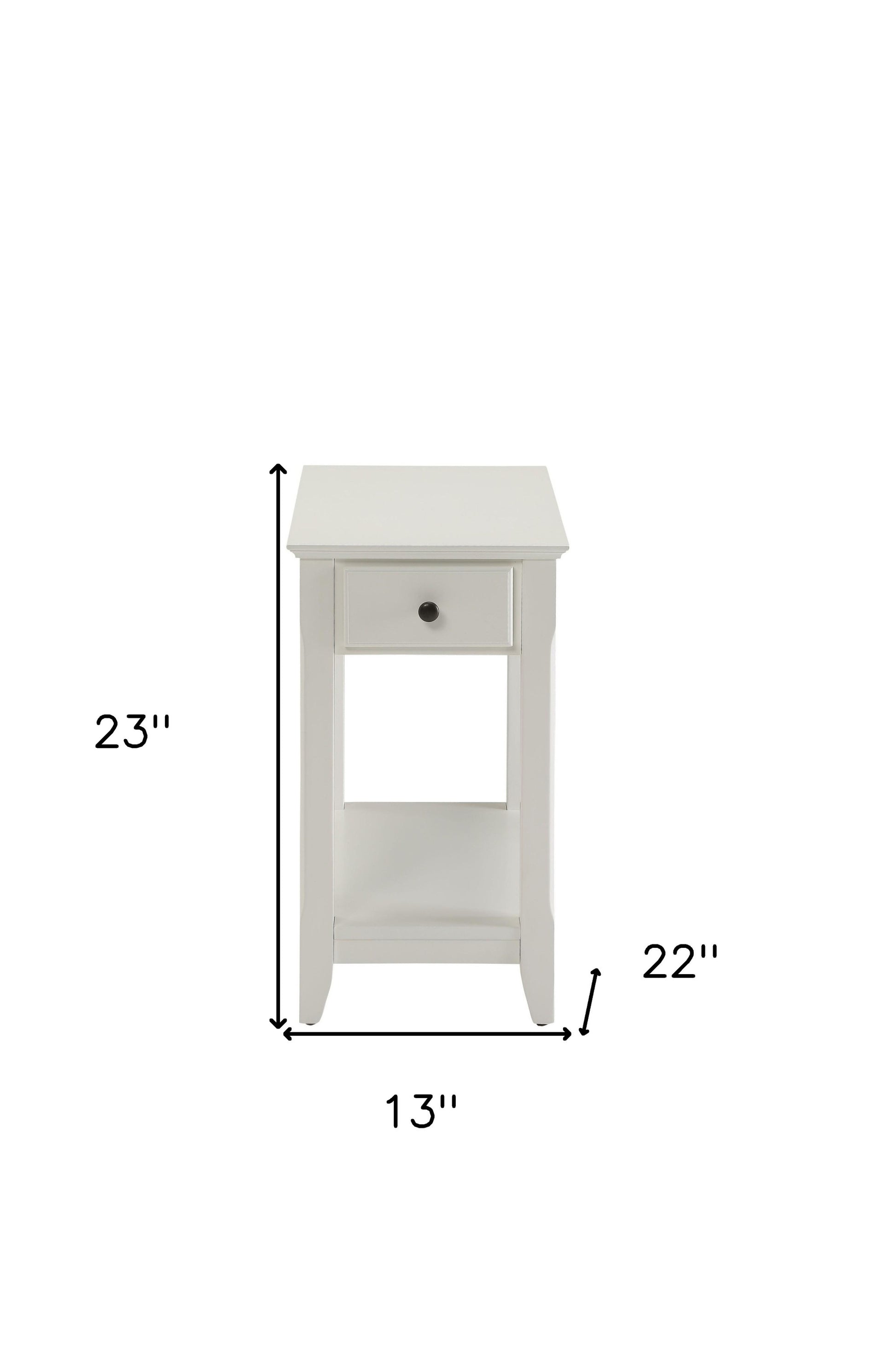 23" White Solid and Manufactured Wood End Table With Drawer And Shelf-End-Side Tables-DECOROLALA