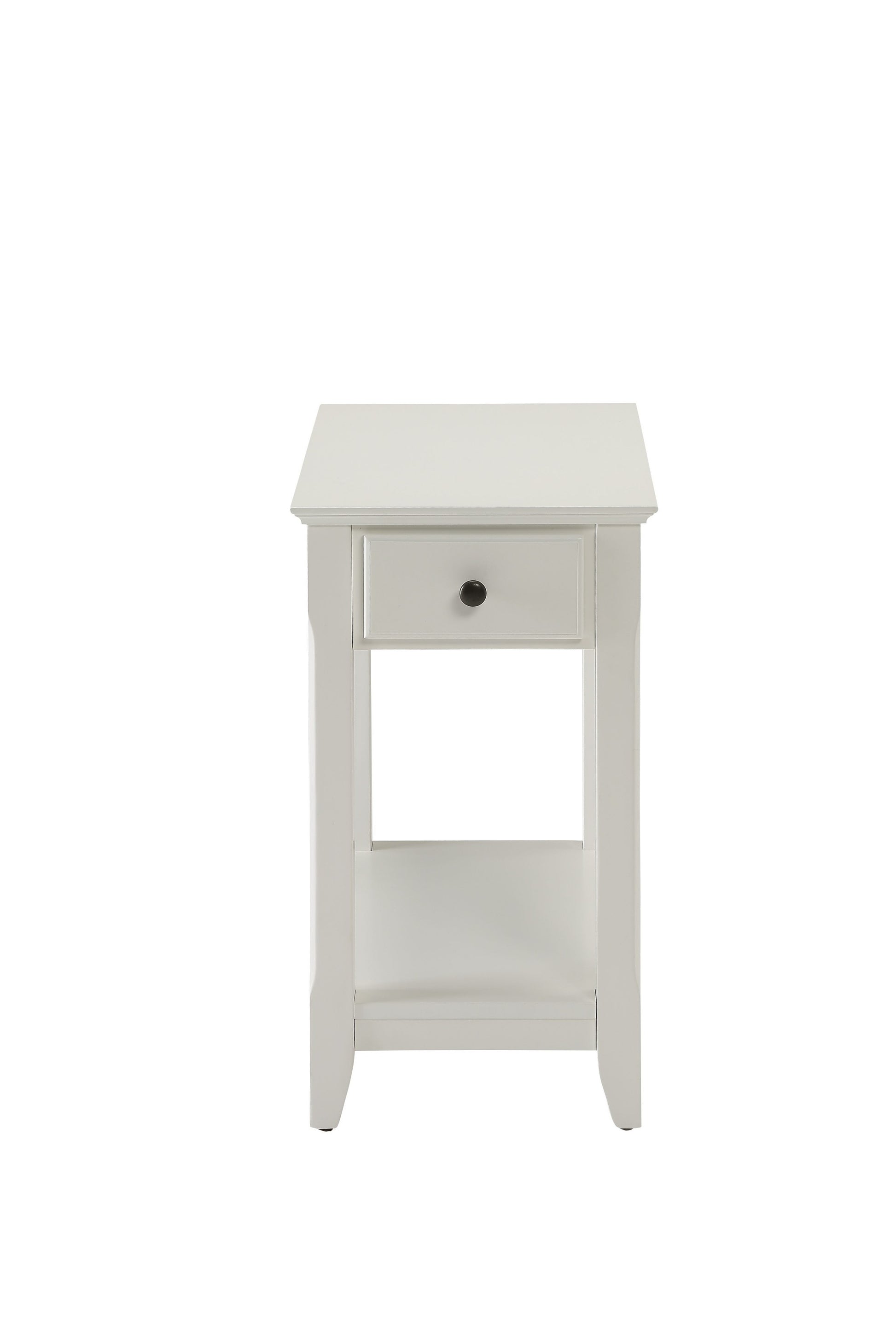 23" White Solid and Manufactured Wood End Table With Drawer And Shelf-End-Side Tables-DECOROLALA