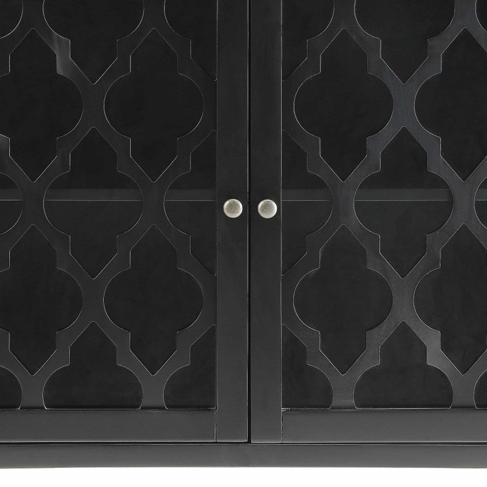 34" Black Sideboard with Two Glass Doors-Sideboards-DECOROLALA