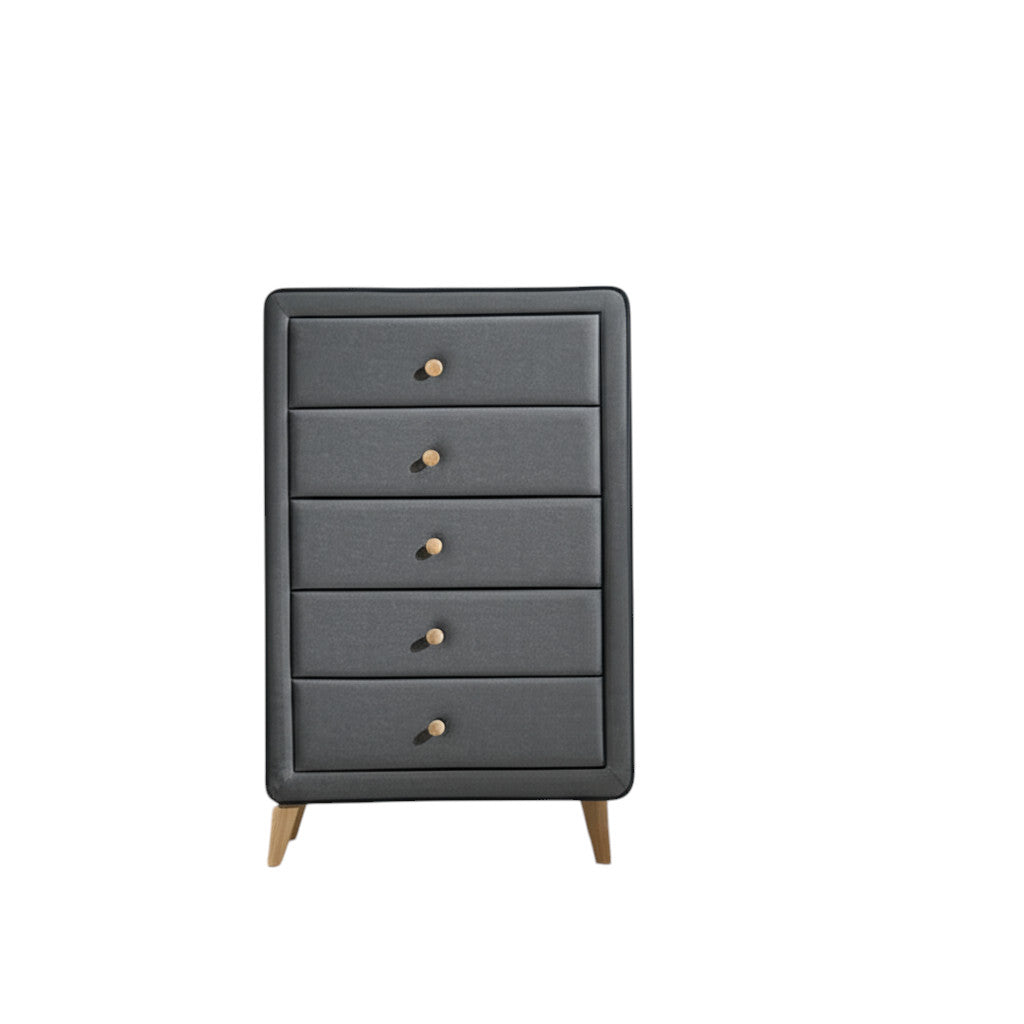 32" Light Gray Wood Five Drawer Dresser-Dressers-DECOROLALA