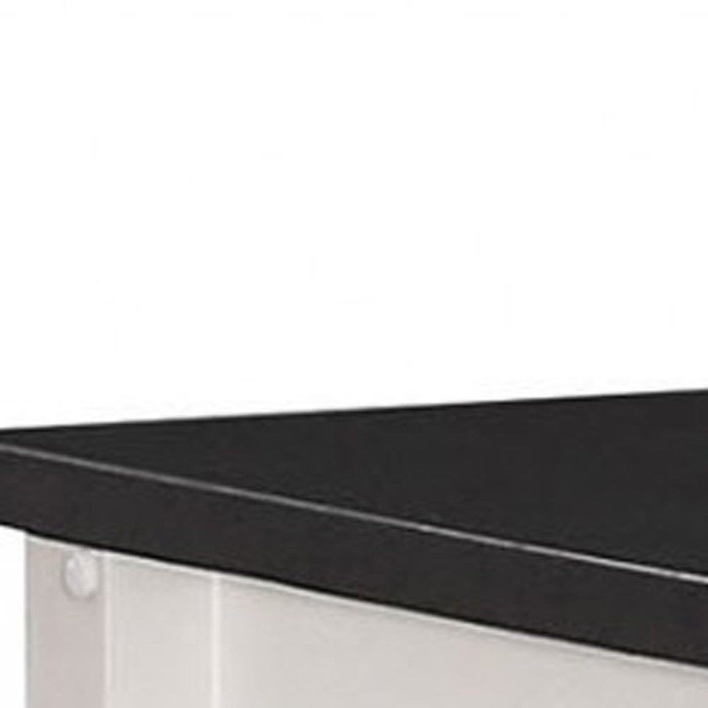 32" X 19" X 34" Black And White Rubber Wood Kitchen Cart-1