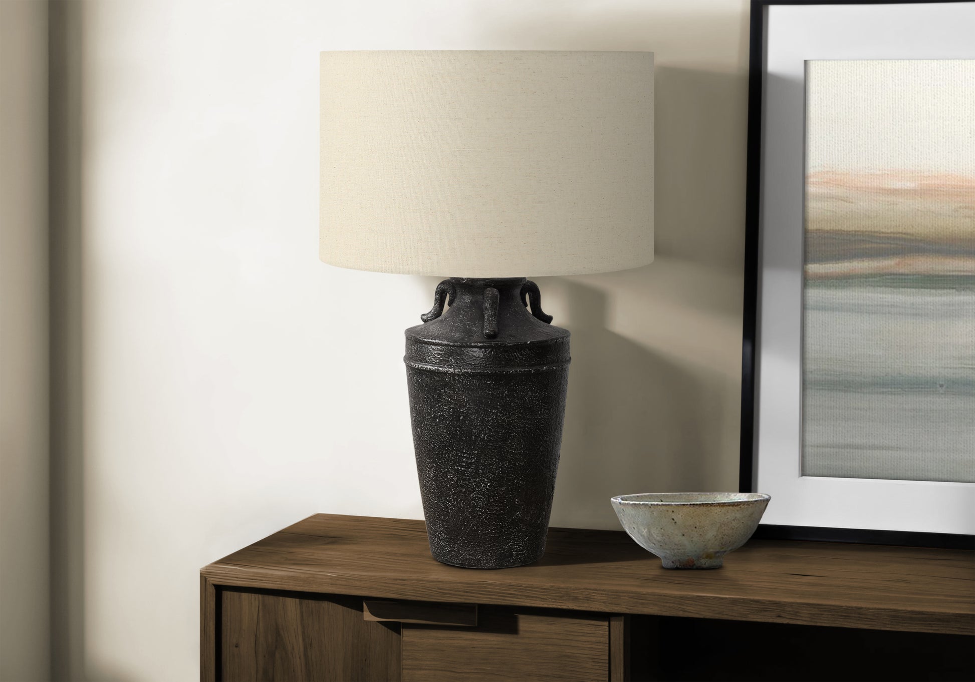 28"H Beige Ceramic Table Lamp with 3-Way Switch-Lighting-DECOROLALA